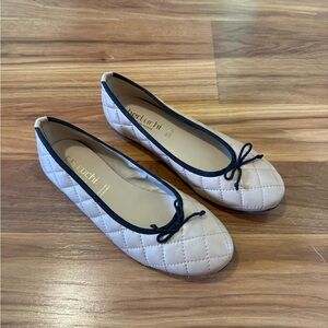 Beige Quilted Ballet Flats